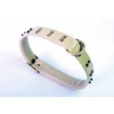 Collare di Ecopelle Nappa Beige con Borchie in Ottone