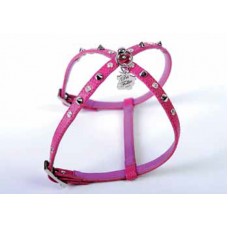 Pettorina di Ecopelle Karung Fuxia con Borchie e Swarovski 