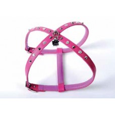 Pettorina di Ecopelle Karung Fuxia con Borchie e Swarovski 