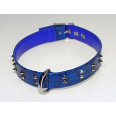 Collare di Ecopelle Coccodrillo Blue con Borchie in Nichel