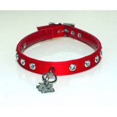 Collare di Tessuto Rosso con Strass e Swarovski